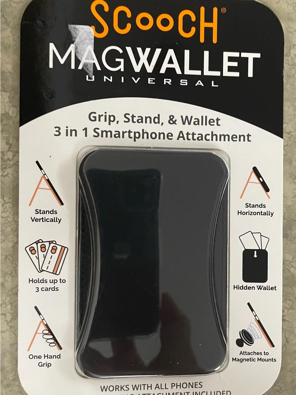 SCOOCH Magnetic Wallet Black 3-in-1 Smartphone Attachment